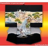 お宮参り着物 正絹 男の子のお祝い着(初着・産着) 日本製「黒地、登龍門」IBU453