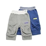 mother goose 子供服 ハンパ丈 7分丈 波型 パンツ ネイビーブルー 90 [K009]