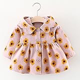 Tovadoo 子供服 ベビー服 女の子 コート トレンチコート 向日葵柄 長袖 防風 北欧風 魔女帽子 秋冬 可愛い お姫様 プリンセス 結婚式 パーティー 保育園