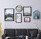 4絵画壁の装飾壁画の組み合わせ、テレビの壁壁掛けの絵画の組み合わせ装飾的な絵画、独創的な壁掛けの木製のフレーム、ラック+アイアンフラワーバスケット（装飾なし）