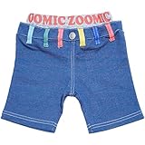 【本体綿100％】2017年 夏物 ZOOMIC ズーミック ニットデニム カラーループプリント ５分丈パンツ ブルー◇90cm