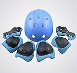 HORIZON 軽量 自転車 用 ヘルメット【S】＋キッズ プロテクター サイクリング スケート ジュニア 子供用 (ブルー)