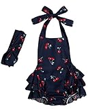 Messyコードベビー女の子花柄プリントロンパース幼児2個セットフリルジャンプスーツコットン夏Clothes withヘッドバンド