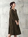 Angeliebe エンジェリーベ マタニティ ワンピース 授乳口付き コーデュロイ Vネック タック ギャザー ワンピ 妊婦服 産前 産後 M ～ L カーキ 22187 22187202