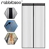 Rabbitgooマグネット開閉式玄関カーテン 網戸 暖簾 簡単カーテン 間仕切りカーテン 蚊帳カーテン 虫よけ 蚊取り エコ 節電 暑さ対策 ドア 勝手口 害虫対策 玄関網戸 ブラック 幅100cm