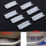 Yutner - For Chevrolet Cruze Auto Window Switch Lift Button Cover Trim Sticker 7Pcs Chrome Silver AB