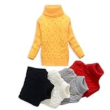 VIFUUR キッズソリッドタートルネックセーター男の子ガールズニットセータークリスマス イエロー 120 CM