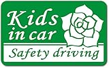 imoninn KIDS in car ステッカー　【マグネットタイプ】　No.40　バラ　（緑色）
