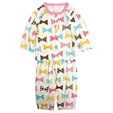 ベビー 長袖 パジャマ 女の子 前開き リボン柄 腹巻付 丸首 寝巻き 上下セット ホワイト-(WH) 95cm
