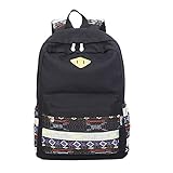 Artone Canvas Tribal Stripes Travel Daypack Campus Backpack With Interior Pockets Black [並行輸入品]