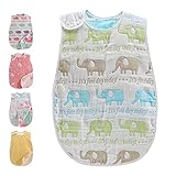 BEATON JAPAN 8重 ガーゼスリーパー ふわふわ ガーゼ8枚 (70cm丈（キッズ）, ゾウ（カラフル）)