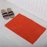 シェニール織ラグノンスリップ浴槽マットシェニール織Floor Rug 16.5 " X 24.4 オレンジ BR