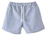 Plus Nao(プラスナオ) 子供用 ショートパンツ ホットパンツ ボトムス スウェット ウエストゴム ウエスト紐 運動着 部屋着 パジャマ ルーム 130 グレー