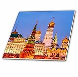 3drose Alexis写真 – Moscow Kremlin – Moscow Kremlin Tower and Cathedrals at winter night – タイル 8-Inch-
