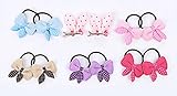 【10個セット】豊富カラーほわっと カワイイ ドットリボンがアクセントの ヘアゴム ハートドット ヘアピン2個付