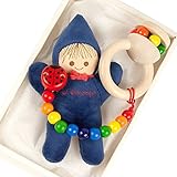 出産祝い ベビーギフト granpapa（グランパパ） ベビーぬいぐるみ 木のラトル おもちゃホルダー リサちゃんと天使のささやきのセット ギフトセット ネイビー 紺