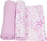 MiracleWare Muslin Swaddle Blanket, Pink Stars, 2 Piece by MiracleWare