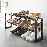 山崎実業　伸縮シューズラック　LINE(ライン)　2段タイプ　幅38～70cm　ブラック　送料無料