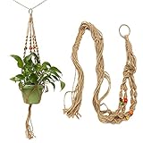 42 inch colour bead flower pot plant hanger macrame jute rope