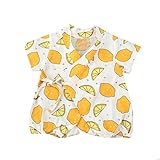 杜屋トヤ　　新生児服　女の子　男の子　赤ちゃん　レモンデザイン半袖ロンパース　かわいい洋式夏服　ルームウェア　コスチューム衣装セット　遊び・記念・撮影・誕生日・バースデー・セレモニー