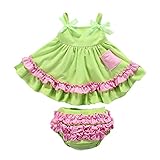 【SEBLES】ベビー 赤ちゃん 女の子 可愛い ワンピース アンダースコート set セット ショートパンツ パンツ ブルマ フリフリ フリル リボン ノースリーブ フラワー コットン 綿(タイプA