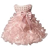 S&T ベビードレス 新生児 子供ドレス ベビー服 フォーマル 赤ちゃん 綿裏生地 結婚式 お宮参り 七五三 記念撮影用 ピンク 70