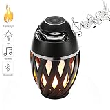 sumaote LED FlameランプBluetoothスピーカー、トーチAtmosphereライト&アウトドアポータブルステレオスピーカー低音強化とHDオーディオ 1 pack ブラック WN90