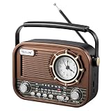 Gelielim 携帯ラジオ Radio FM/AM/SW 短波 bluetoothブルートゥース ワイドFM対応 高感度 USB/TFカード対応 大音量 電池/USB充電 レトロ 日本語取扱説明書