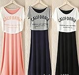 マキシ 授乳服 ロゴ ワンピース ロング 丈 / ブラック ネイビー ピンク　/ 春 夏 ルーム ウェア 授乳 服 (ピンク)