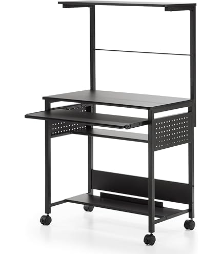 Amazon | シグマAPO パソコンラック、ダブルスライドテーブル付き