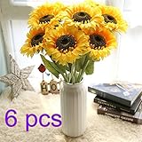 Firlar ひまわり　造花 人工観葉植物 光触媒 フェイクグリーン インテリア ギフト 結婚記念日 誕生日 母の日 成人礼 記念日プレゼント 先生の日 入学 卒業 出産祝い 枯れない花　６本セット
