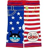 【日本製】2017年 夏物 アンパンマン ボーダー切替 綿混ニット ５分丈レギンス ANPANMAN ブルー◇80-90cm