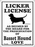LICKER LICENCE OF BASSET HOUND LOVE サインボード：バセットハウンド 愛の証 人舐め許可掲示板 Made in U.S.A [並行輸入品]