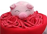 人気 可愛い ぶた束 豚束 ブーケ セット ぬいぐるみ 結婚記念日 出産祝い 誕生日 プロポーズ ギフト 用 花束 造花 (フリー, ぶた束 セット (レッド))