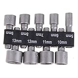 SODIAL ピース /セット 5mm-13mm 1 / 4インチ DIY六角シャンクソケットスリーブノズルナットドライバビットセットドリルビットアダプタ木工用電動工具