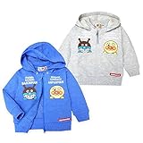 (ブルー/95cm)ベビー服 男の子 アウター フルジップ パーカー アンパンマン 裏毛 着脱式フード キャラプリント 男児 ベビー