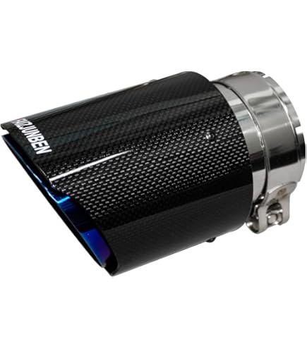 Kipalm Carbon Fiber Exhaust Tip - Bolt-On, Glossy Forged, Blue Burnt Stainless Steel, Inlet 2.5", Outlet 4"