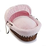 Clair de Lune Honeycomb Dark Wicker Moses Basket (Pink) by Clair de Lune