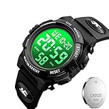 キッズ腕時計 子供用腕時計 50メートル防水 LED 多機能 デジタル表示 迷彩 ミリタリー風 男の子 女の子 アウトドア ウォッチ (ブラ