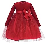 igirldress Stretch Velvet and GlitterチュールHoliday Fallクリスマス女の子ドレス US サイズ: M/6-12Mos カラー: レッド