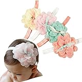 danmyベビーガールズスーパーストレッチヘッドバンドBigレース花びらフラワーベビーヘアバンド新生児ヘアアクセサリー US サイズ: One Size カラー: ピンク
