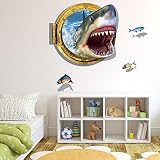Cool 3d Shark海洋魚動物ウォールステッカーデカール子供ルームの装飾ウィンドウ
