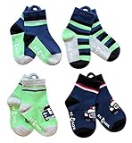 Ez Sox キッズソックス 縫い目のないつま先、1～3歳 Sサイズ 車、ブルー無地-ストライプ