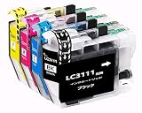 Brother用LC3111互換インクカートリッジ LC3111-4pk 大容量4色セット 対応機種: DCP-J572N DCP-J577N DCP-J582N DCP-J972N DCP-J973N DCP-J978N-W/B DCP-J982N-W/B MFC-J998DN/DWN MFC-J903N MFC-J898N MFC-J893N MFC-J738DN/DWN 残量表示可能