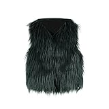 POTOJP 子供用 欧米風 暖かい ファーコート 女児 フェイク ファーベスト 暖かい ジャケット 女の子 キッズ衣装 パーティー 日常生活 カジュアル オシャレ (130, グリーン)