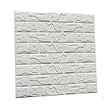 ZooooM 10枚 セット 3D 立体 レンガ 風 ブリック タイル 調 ウォール ステッカー 壁紙 リメイク DIY 60×60cm ( ホワイト ) ZM-WS3368-WH