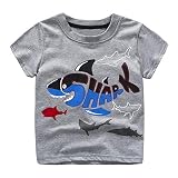 Chaufly Tシャツ 漫画 シャークファッション 半袖 カジュアルボーイズ キッズOネックベーシックトップス