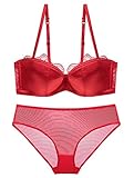 Aivtalk シンプル ブラジャー ショーツ セット セクシー d80 赤 盛りブラ 光沢感