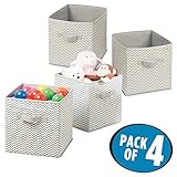 mDesign Fabric Storage Organizer Cube for Nursery to Hold Baby Clothes Toys Stuffed Animals - Pack o