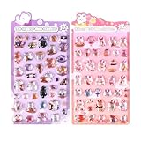 2枚セット シール 可愛い 3D立体シー ル ごほうびシール DIY用 携帯電話飾り用 手帳用 ご褒美シー ル キラキラな 女の子 デコシー ル 手芸用品(ウサギ + ネコ)